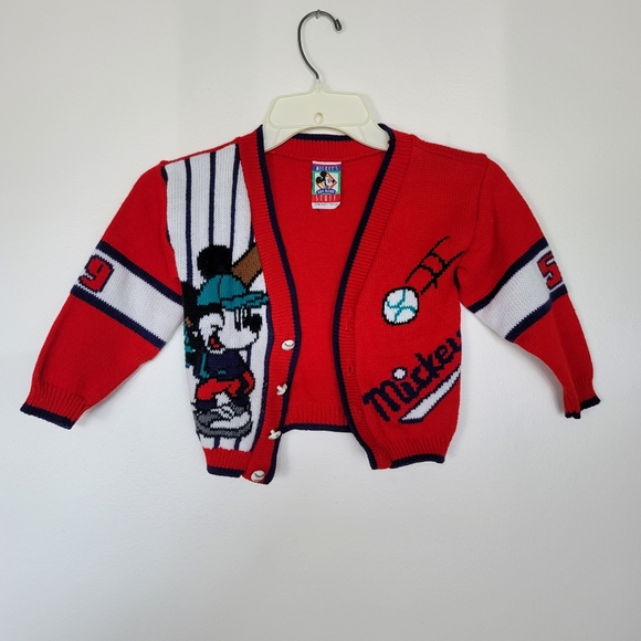 mickey's Other - Vintage Mickey baseball knit button up sweater 4T